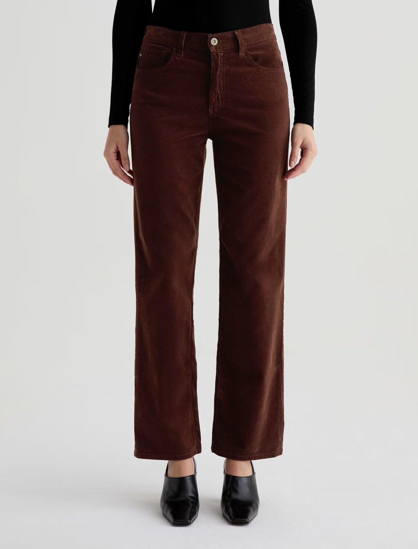 Brinley Corduroy Mid-Rise Straight - Coffee Bean