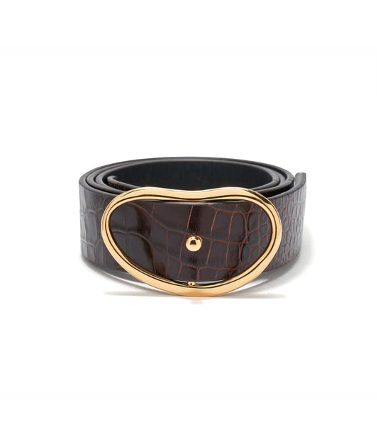 Skinny Georgia Belt - Brown Croc