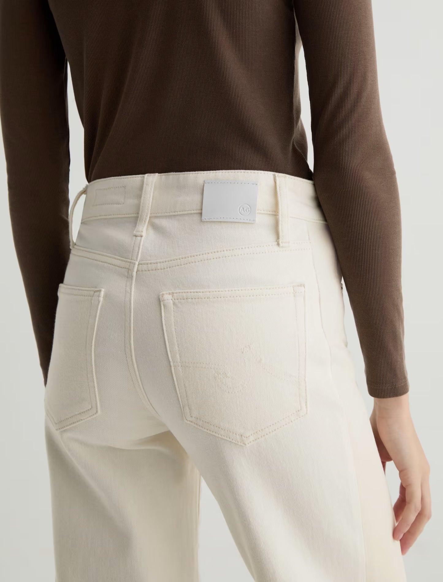 Saige Mid-Rise Wide Leg - Powder/Ecru