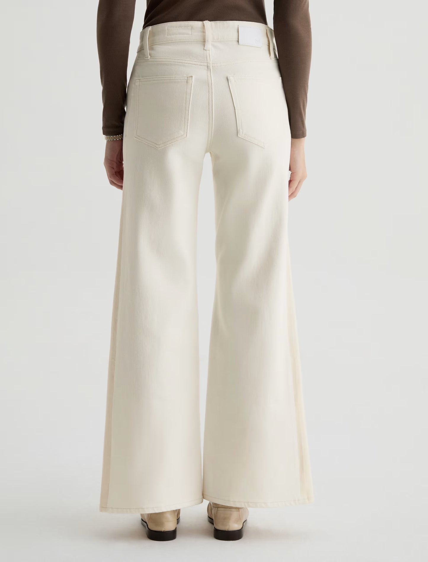 Saige Mid-Rise Wide Leg - Powder/Ecru