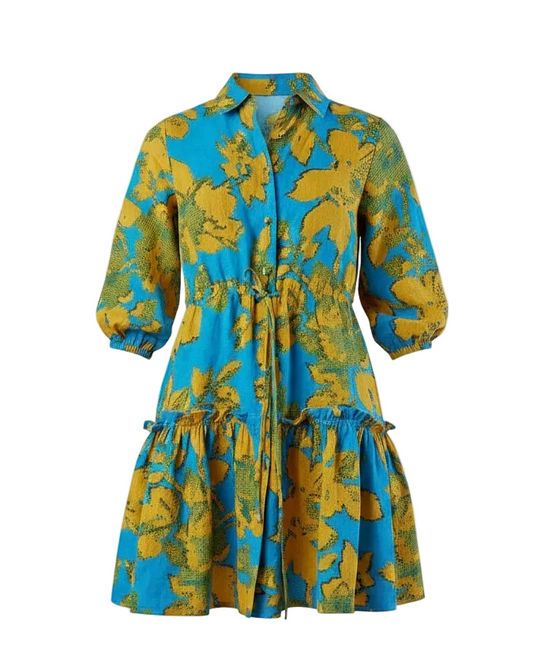 Brynn Dress - Turq Flora