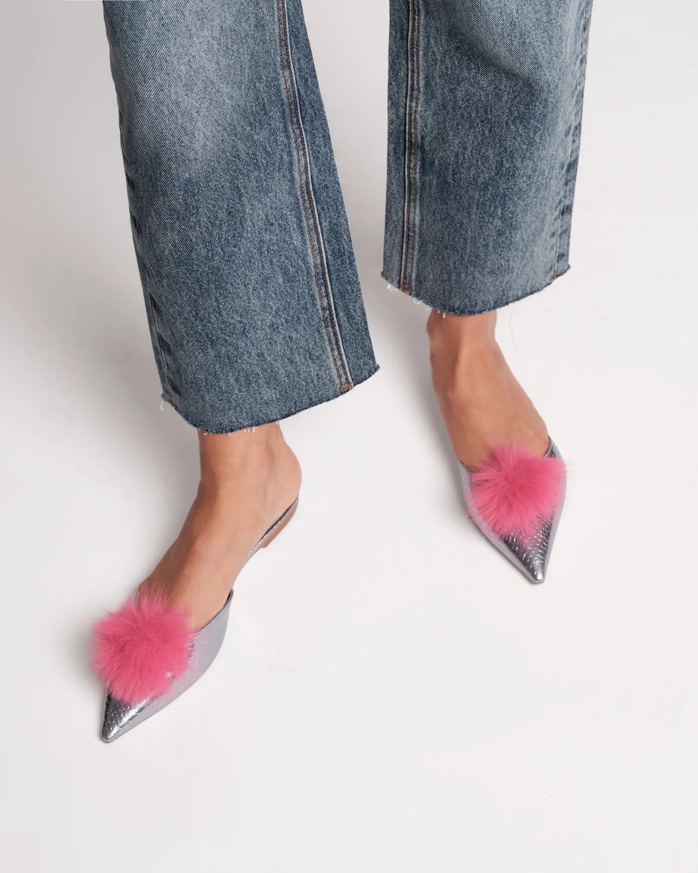 Pauline Pom Pom Flat - Light Blue