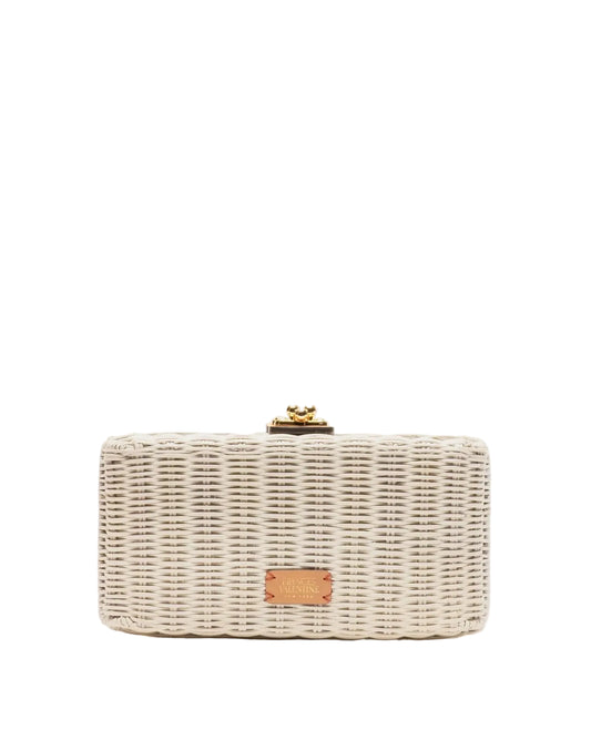 Pepper Wicker Clutch - Off White