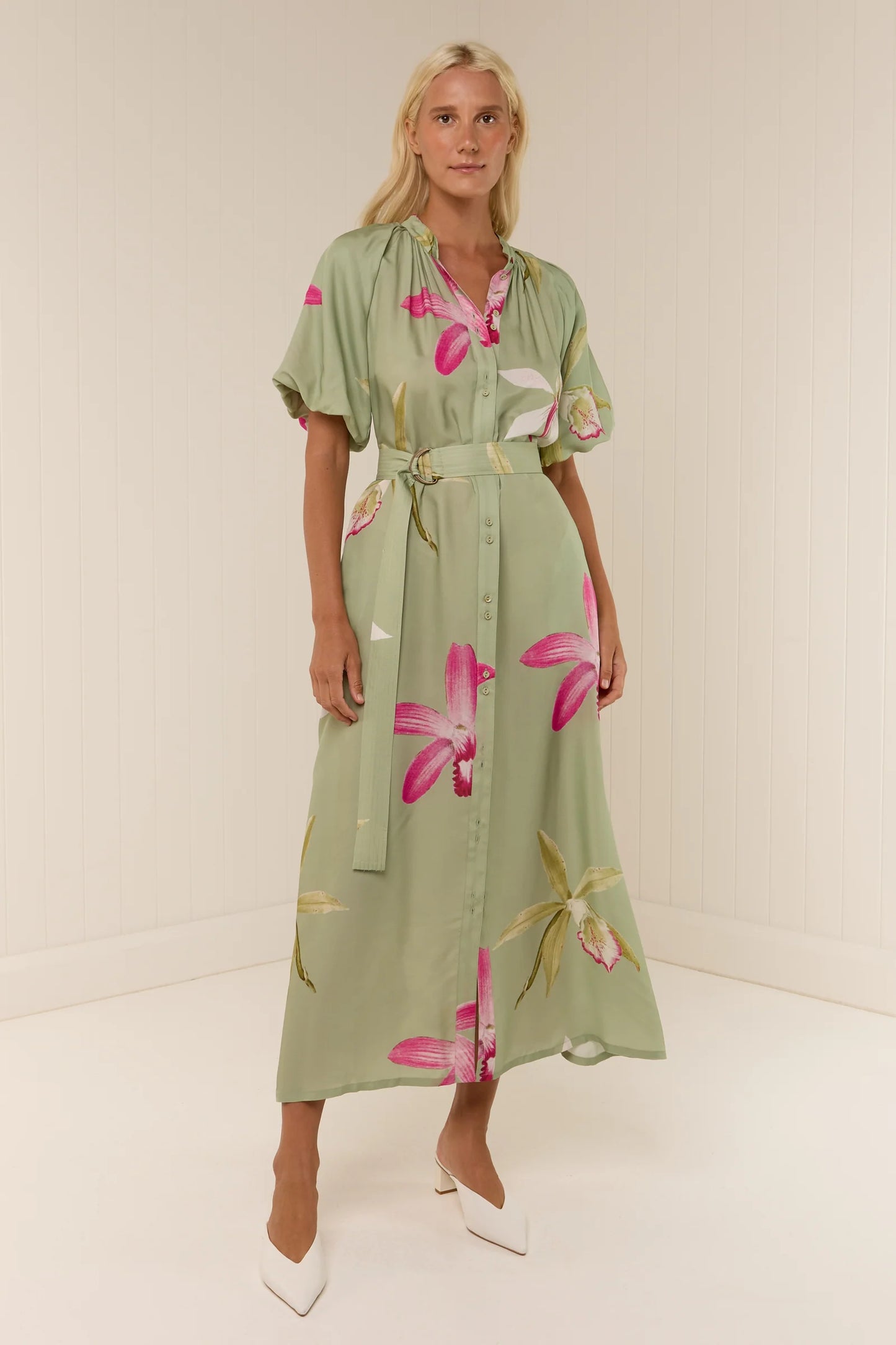 Emelia Dress - Pistachio Petals