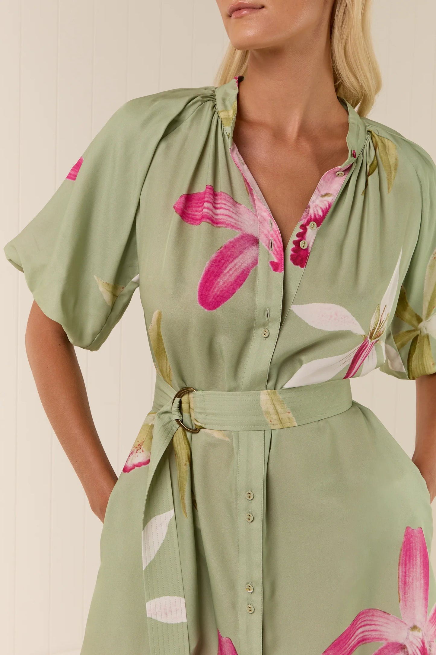 Emelia Dress - Pistachio Petals