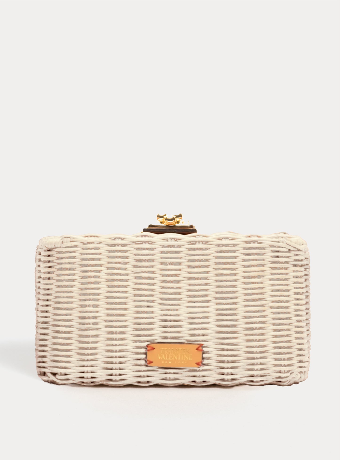 Pepper Clutch Wicker w/ Metal Chain Handle - Off White