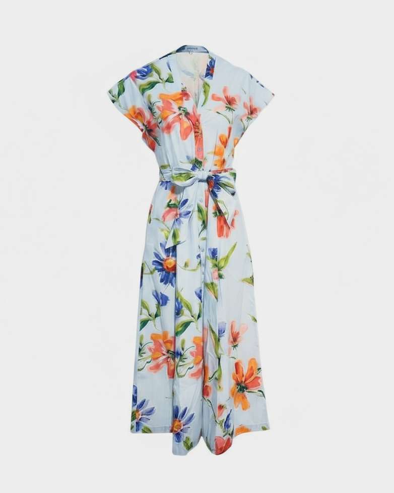 Eve Dress Georgia Print - Light Blue/Multi