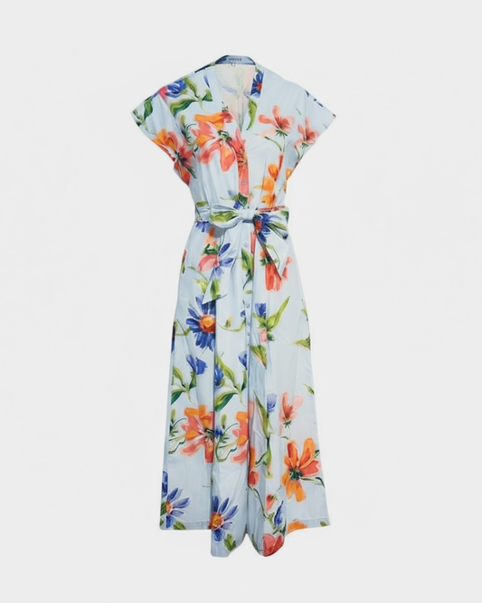 Eve Dress Georgia Print - Light Blue/Multi