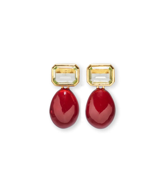 Bean Earrings - Burgundy Enamel