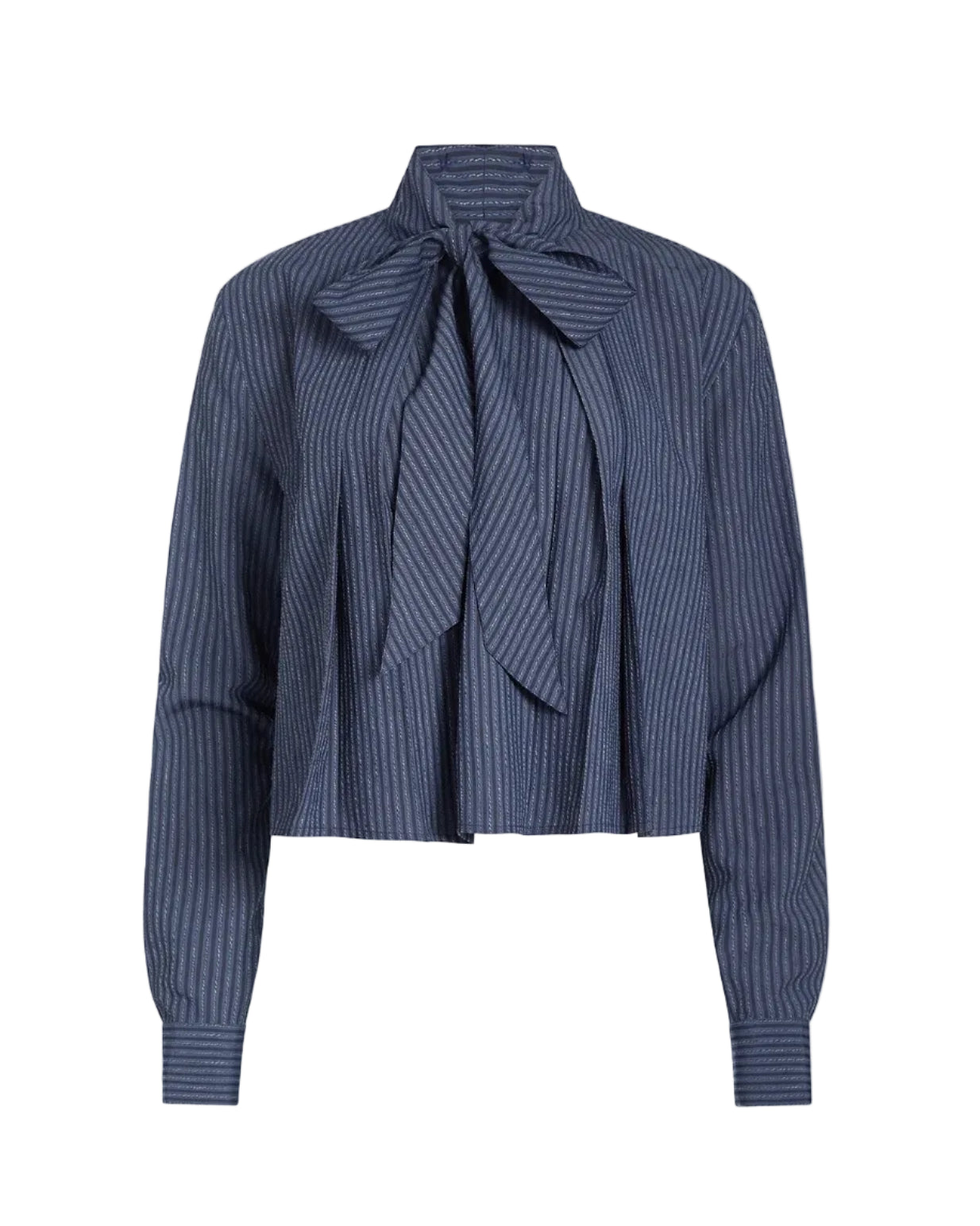 Aiden Tie Neck Blouse - Navy