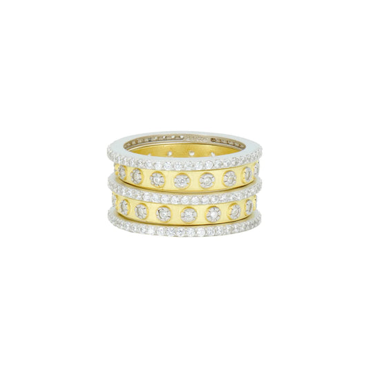 Two-Tone 5-Stack Ring - 14K Gold & Silver