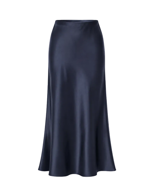 Satin Maxi Slip Skirt - Navy
