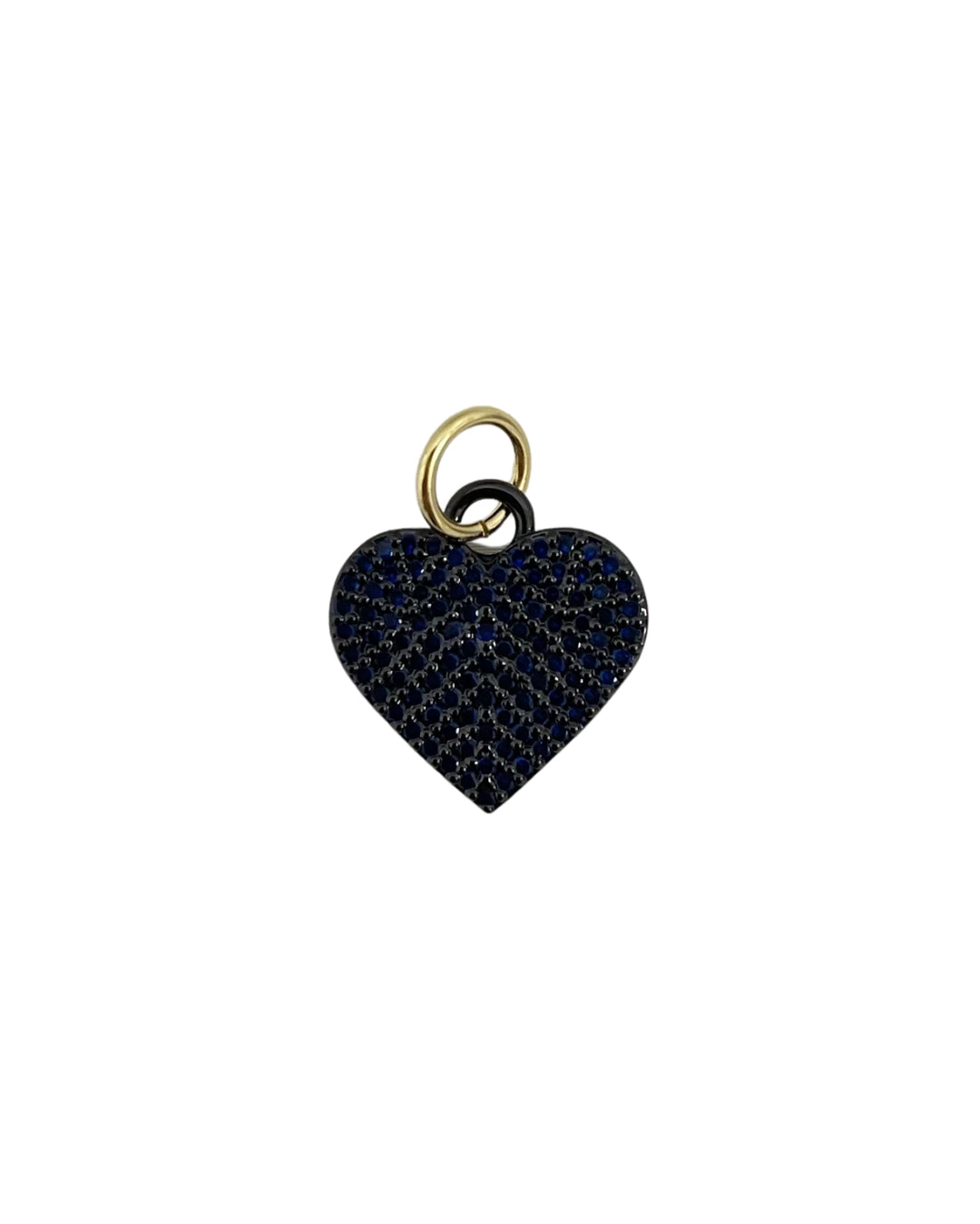 Pave Heart - Blue Sapphire CZ, Black