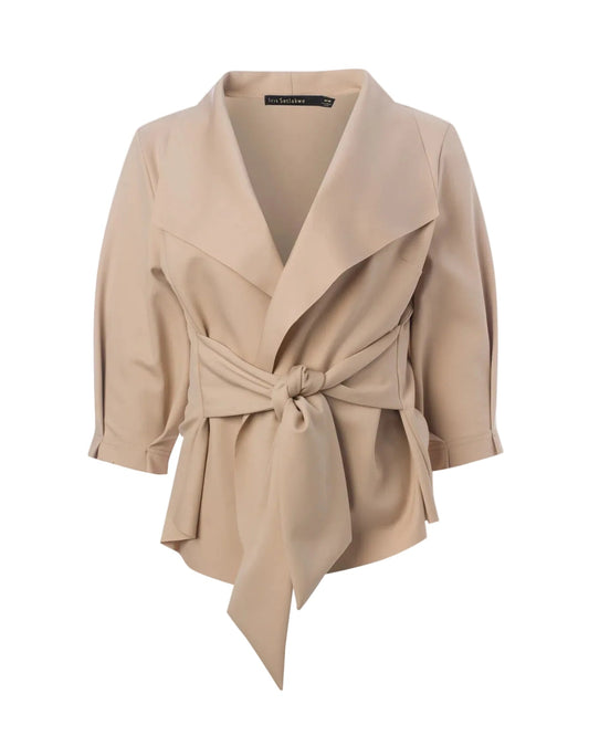 Raw Edge Belted Jacket - Taupe