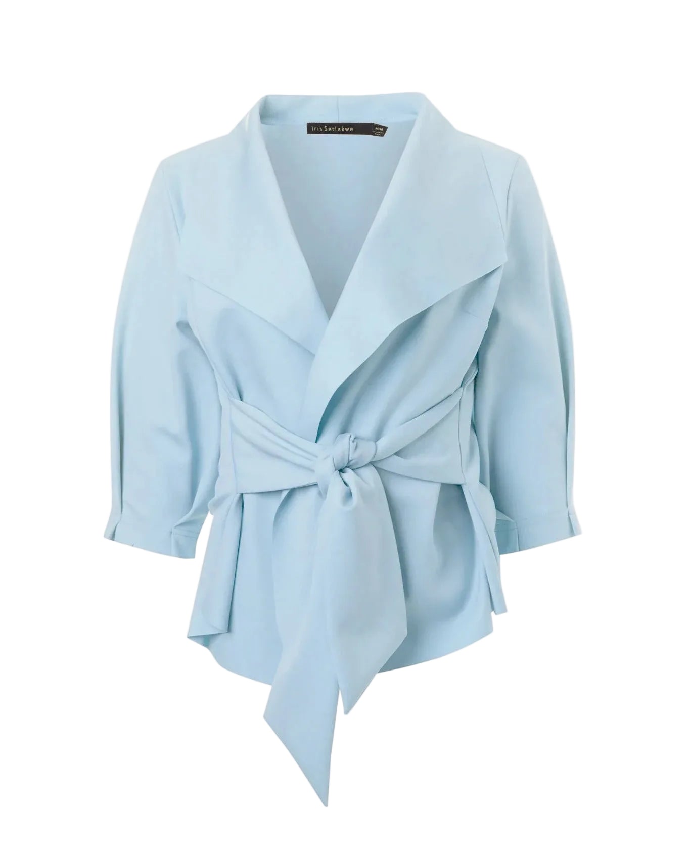 Raw Edge Belted Jacket - Sky Blue