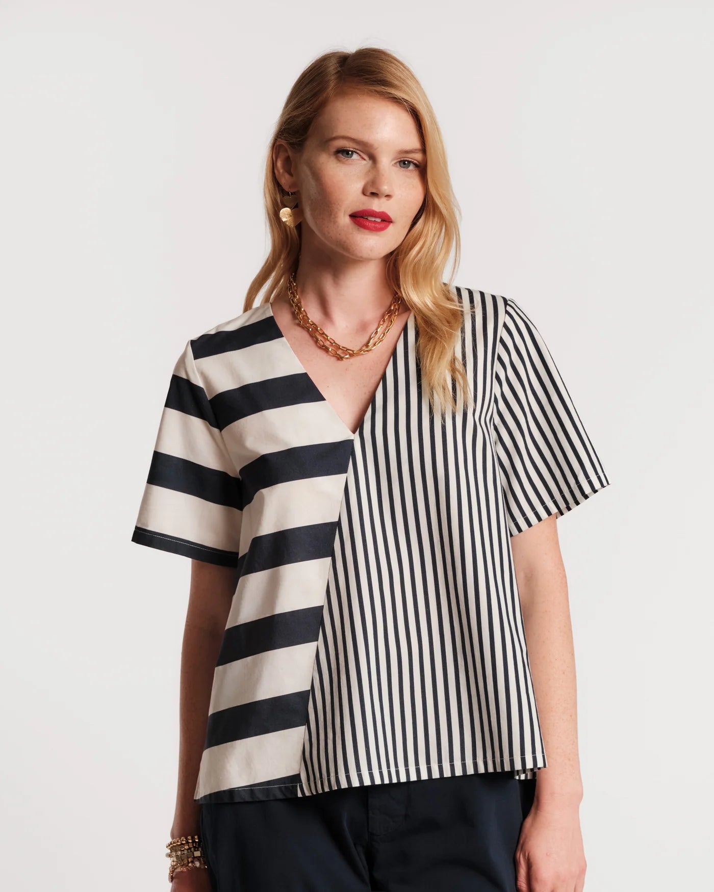 Schooner Top - Navy Stripe