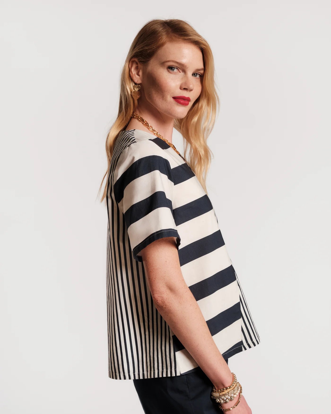 Schooner Top - Navy Stripe