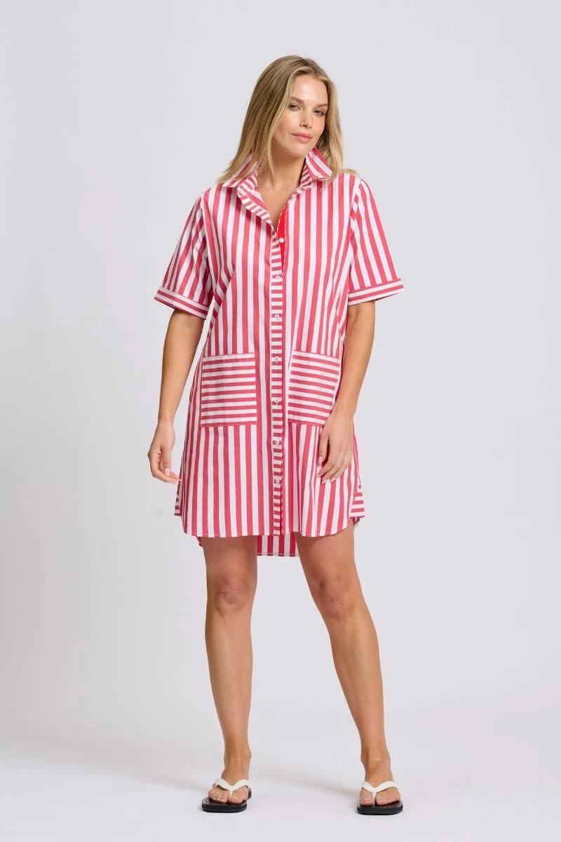 Clara Dress - Red Stripe