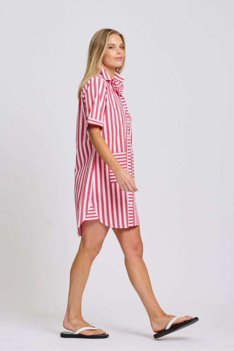 Clara Dress - Red Stripe