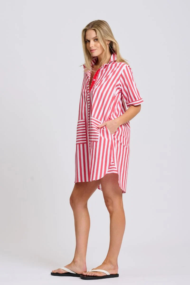 Clara Dress - Red Stripe