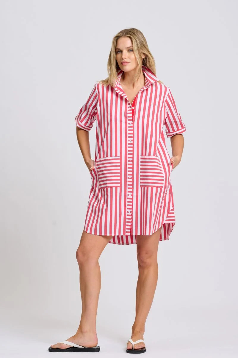 Clara Dress - Red Stripe