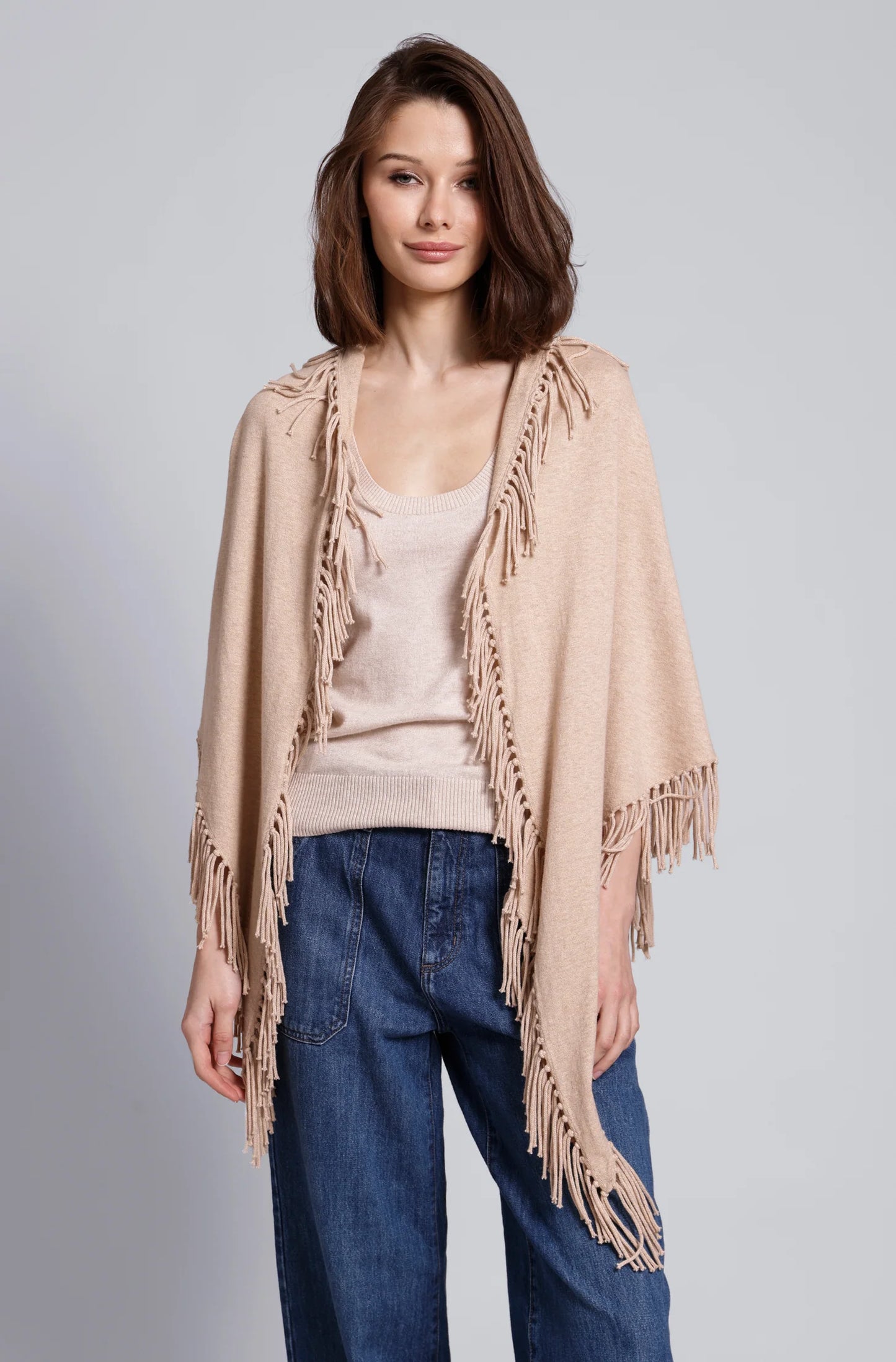 Cashmere Fringe Shawl - Brown Sugar