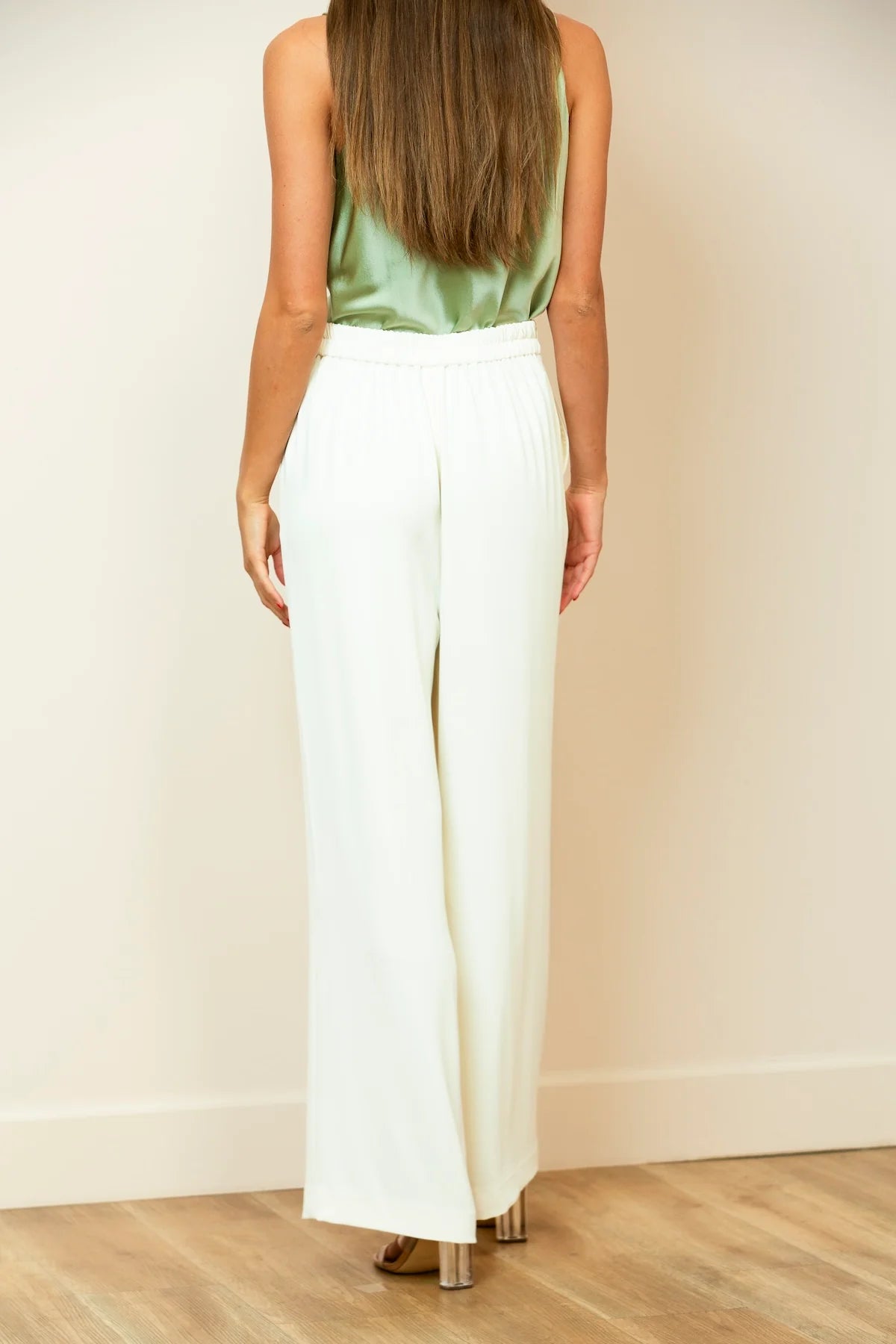 Pintuck Wide Leg Pants - Ivory