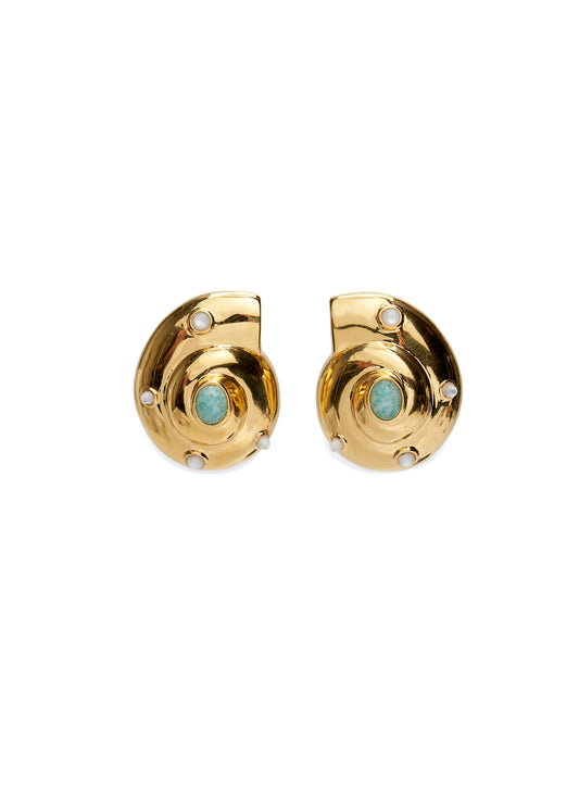 Nautilus Stud Earrings - Gold