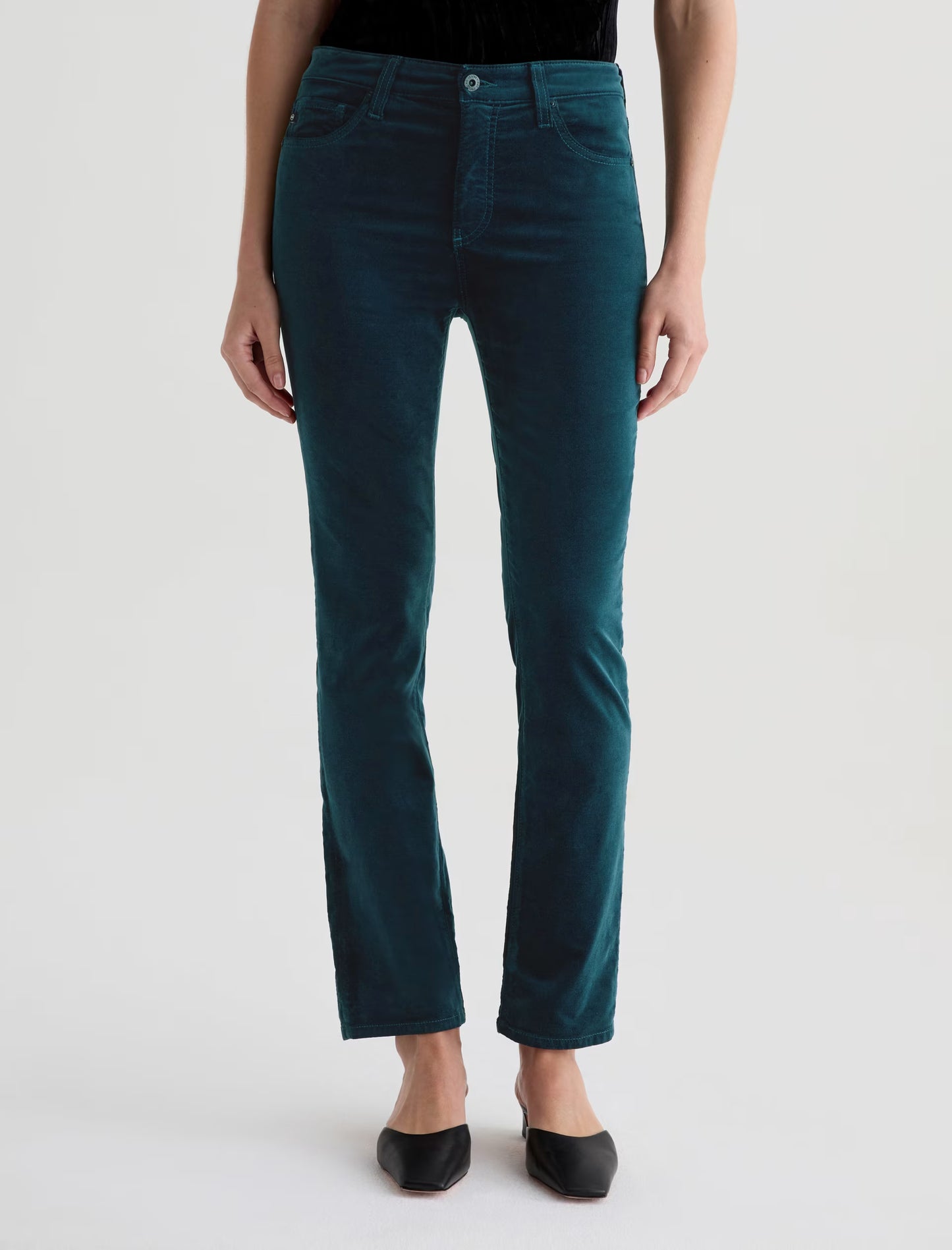 Mari Velvet Mid-Rise Slim Straight - Deep Lagoon