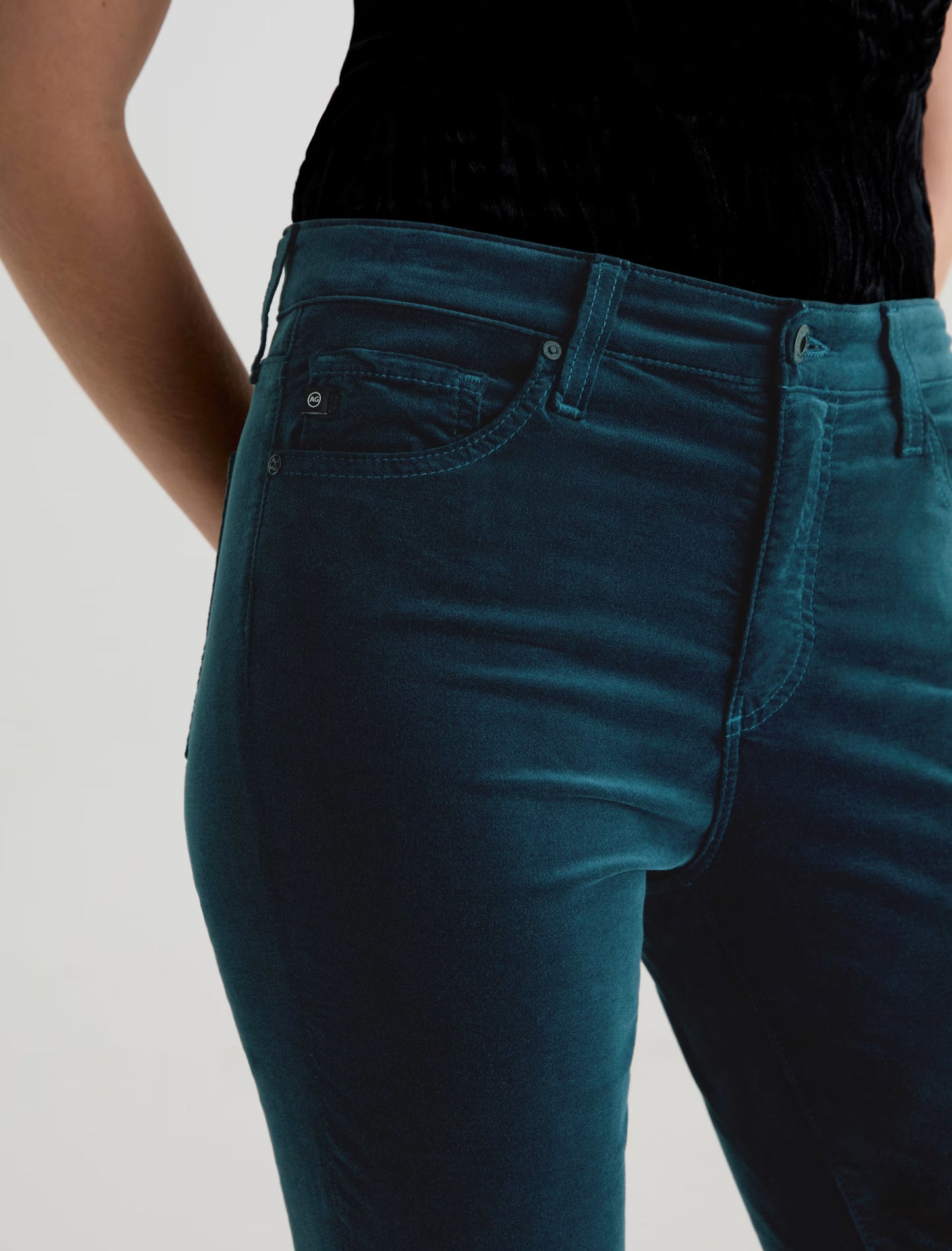 Mari Velvet Mid-Rise Slim Straight - Deep Lagoon