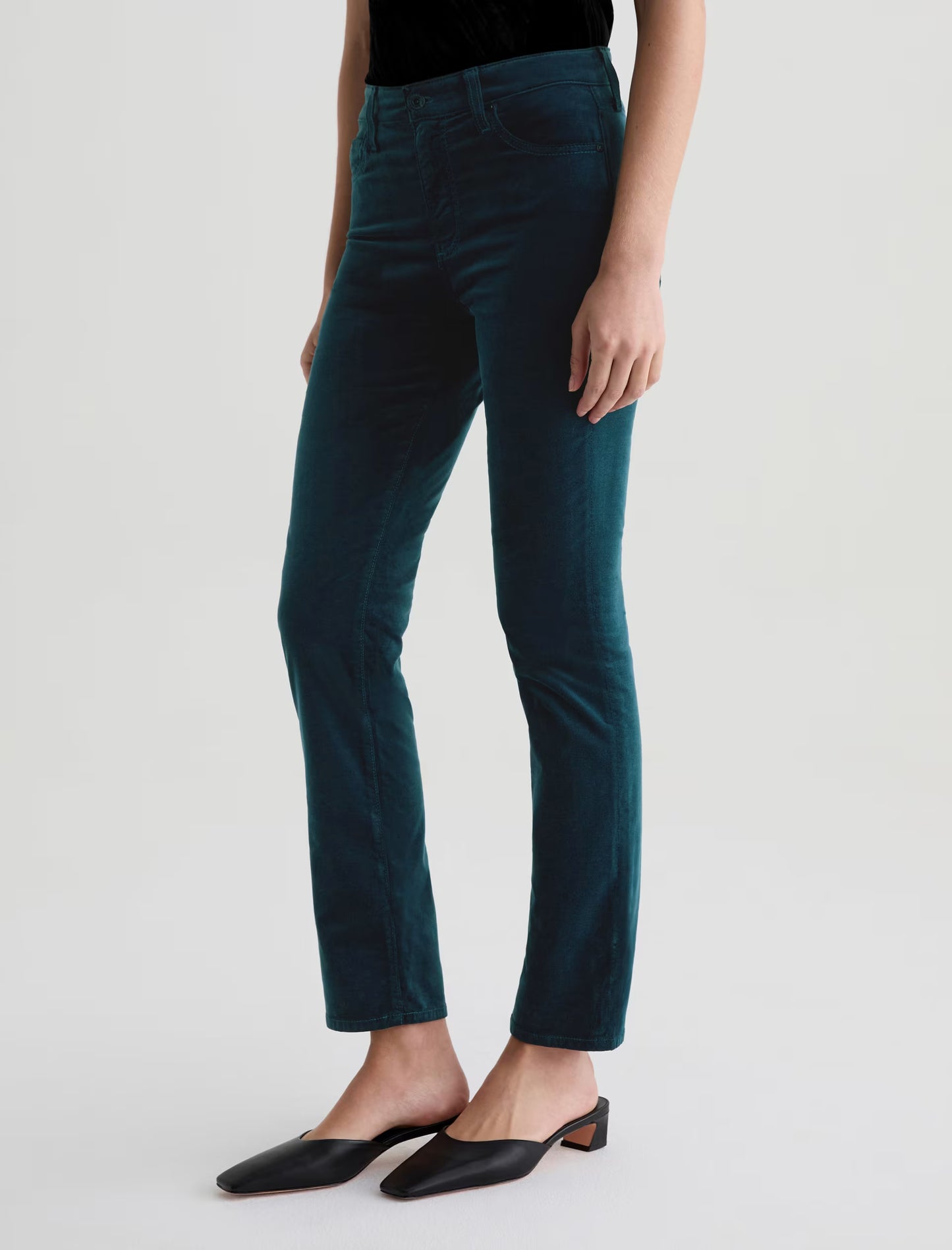 Mari Velvet Mid-Rise Slim Straight - Deep Lagoon