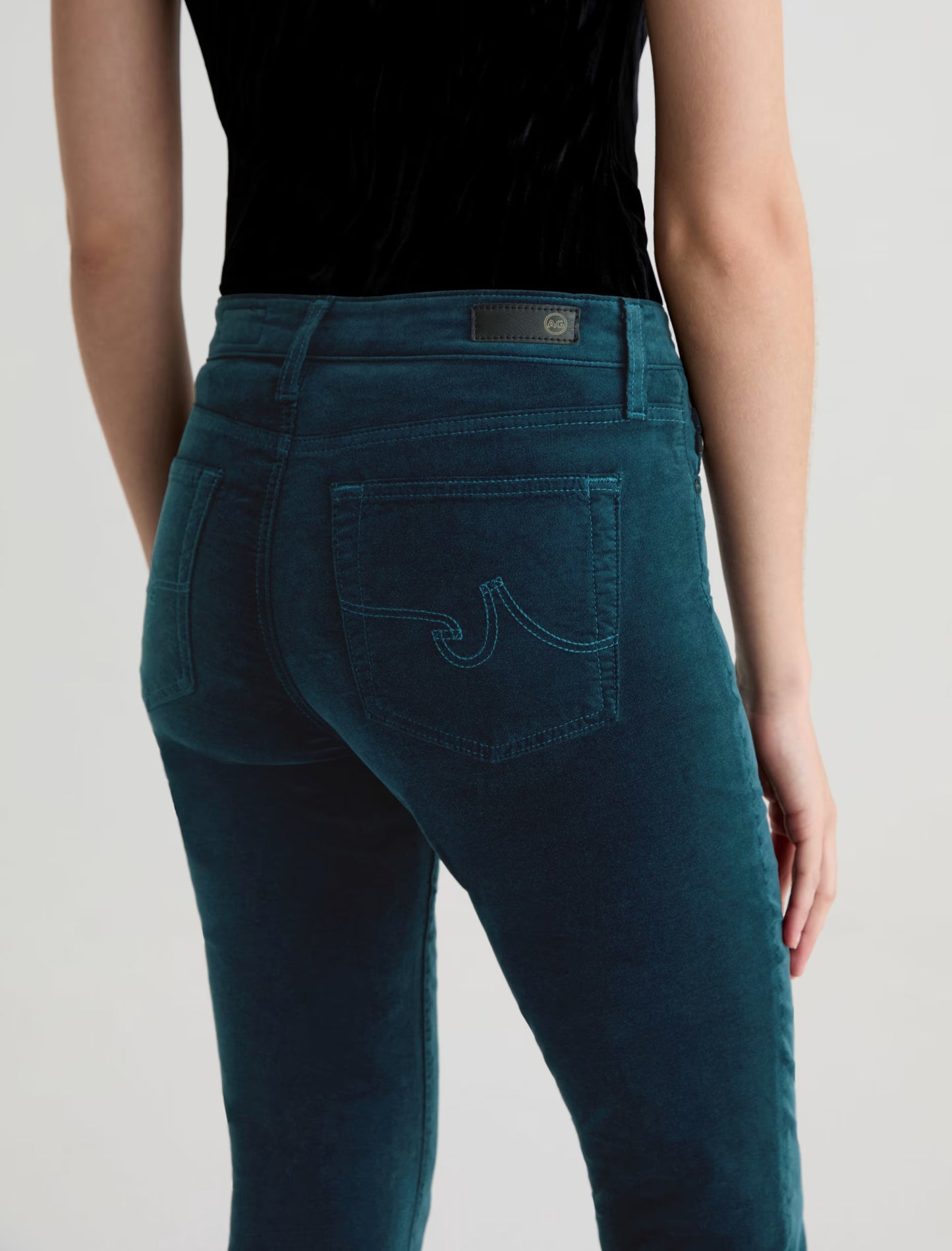 Mari Velvet Mid-Rise Slim Straight - Deep Lagoon