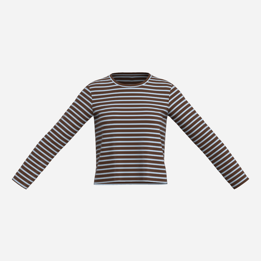 Striped Top - Chocolate & Light Blue