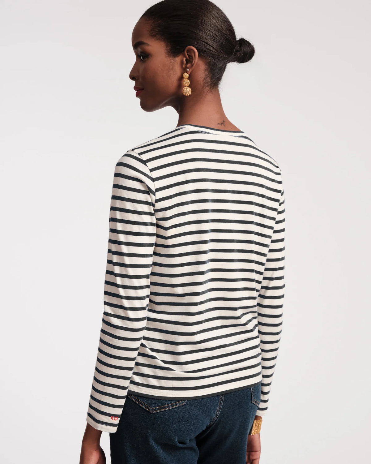Long Sleeve Striped T Shirt - Oyster Black