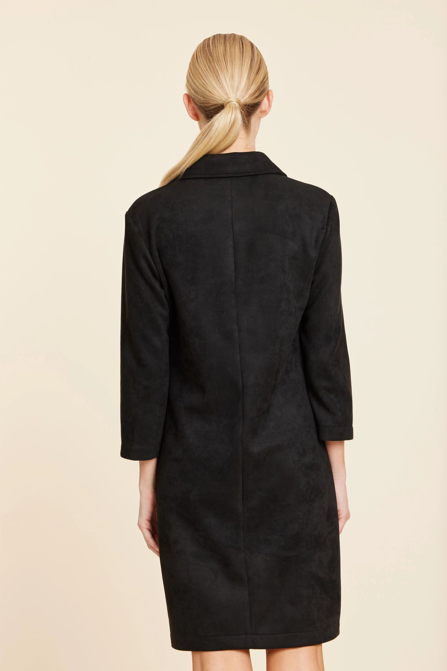 Faux Suede Dress With Grommets - Black