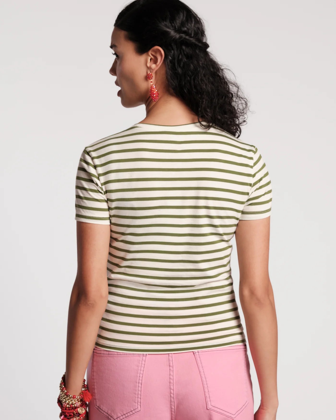 Super Striped Baby Tee - Oyster Green