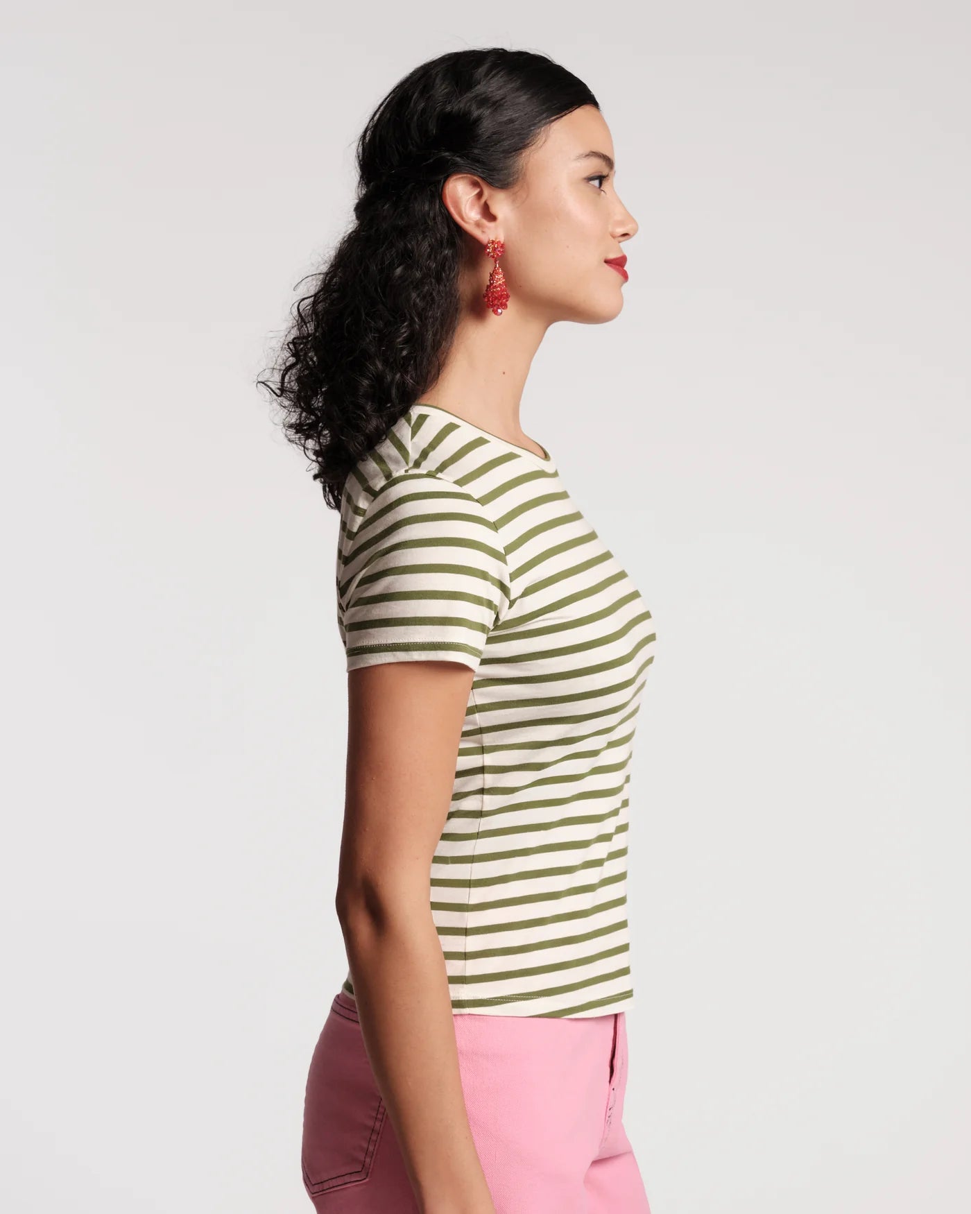 Super Striped Baby Tee - Oyster Green