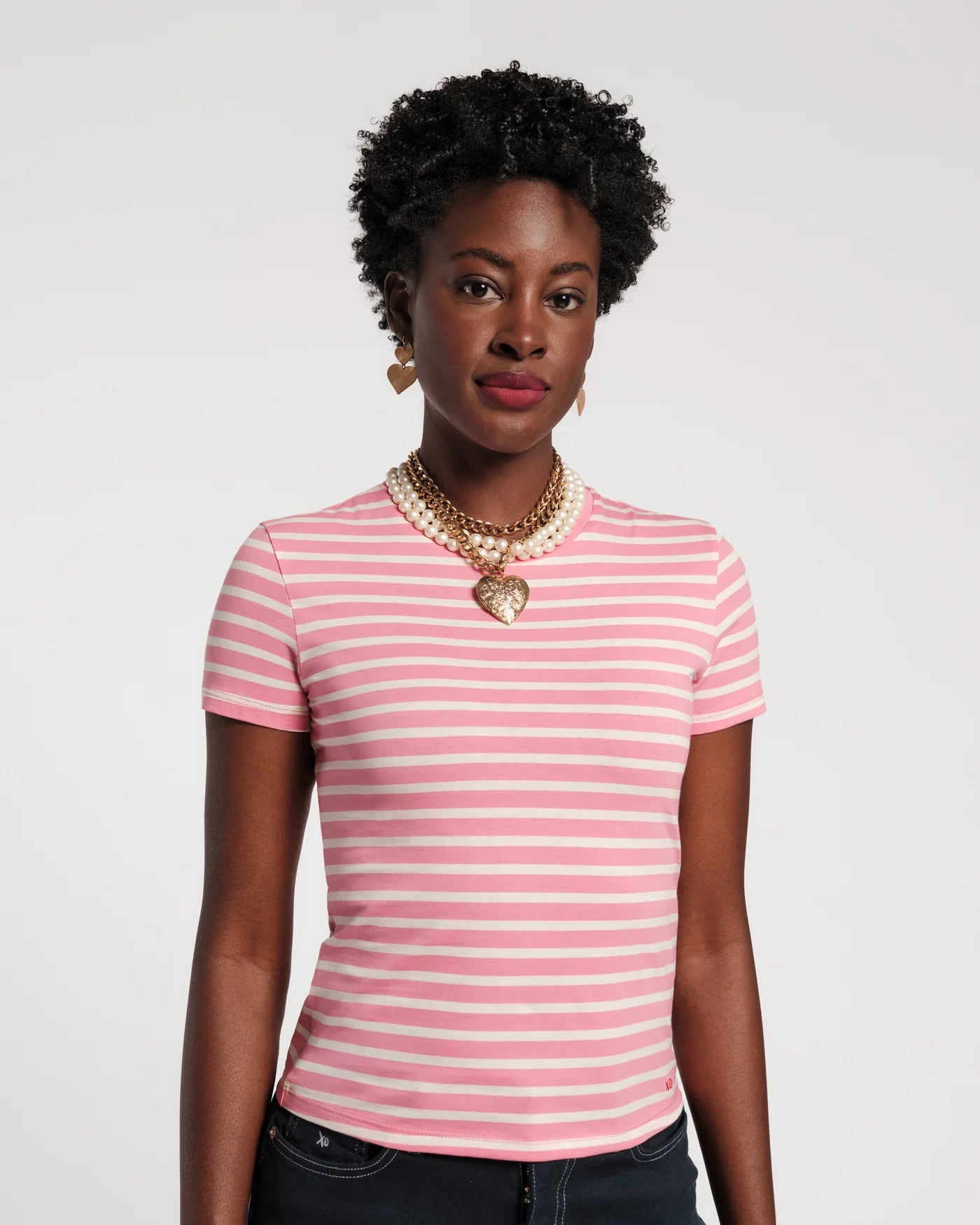 Super Striped Baby Tee - Oyster Pink