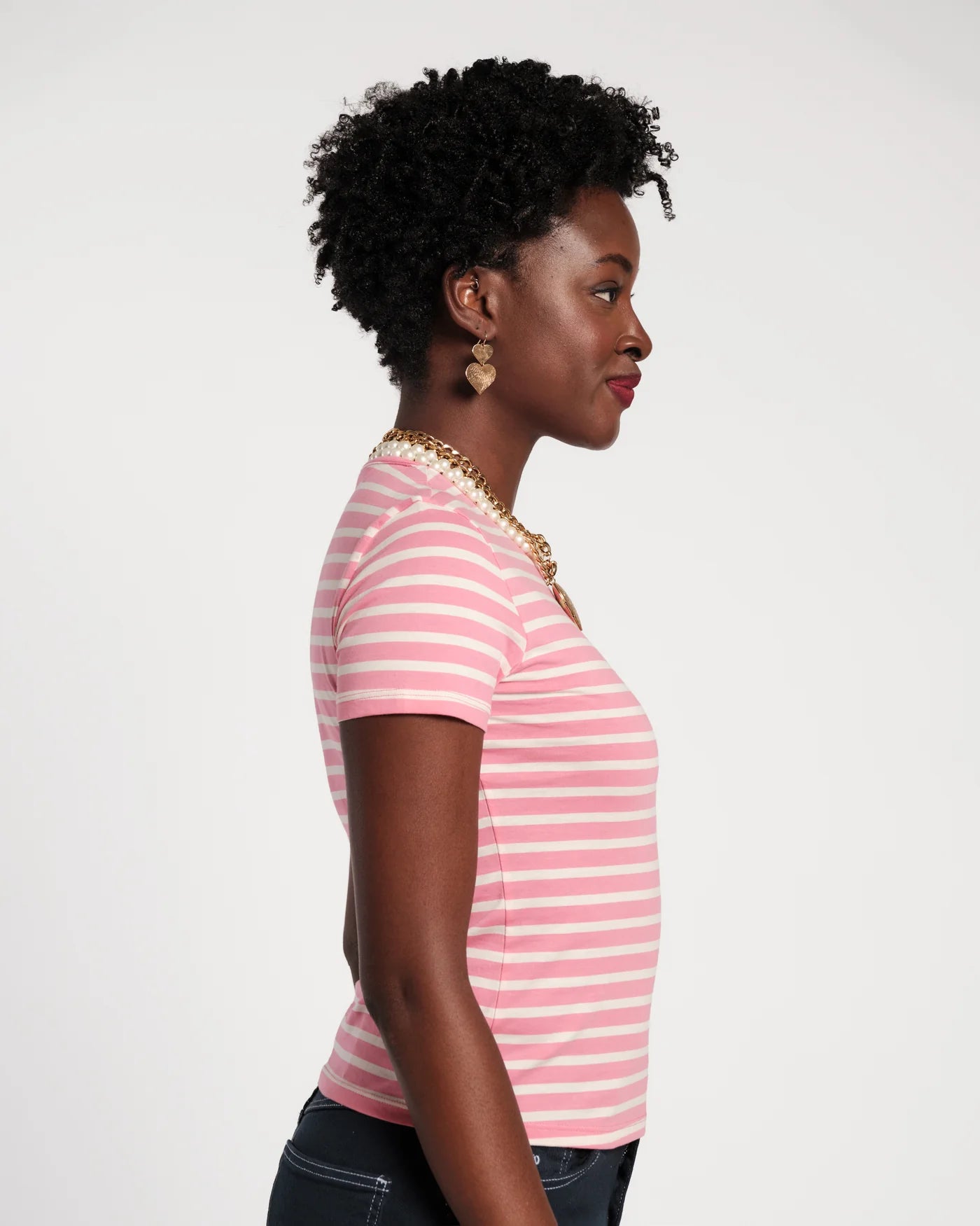 Super Striped Baby Tee - Oyster Pink
