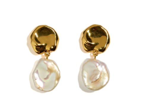 Coin Reflection Earrings Clip On - Gold