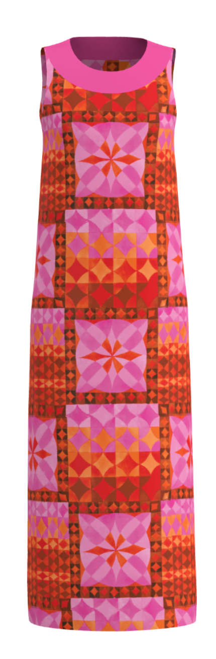 Joan Maxi Dress Pink Mosaic - Pink/Multi