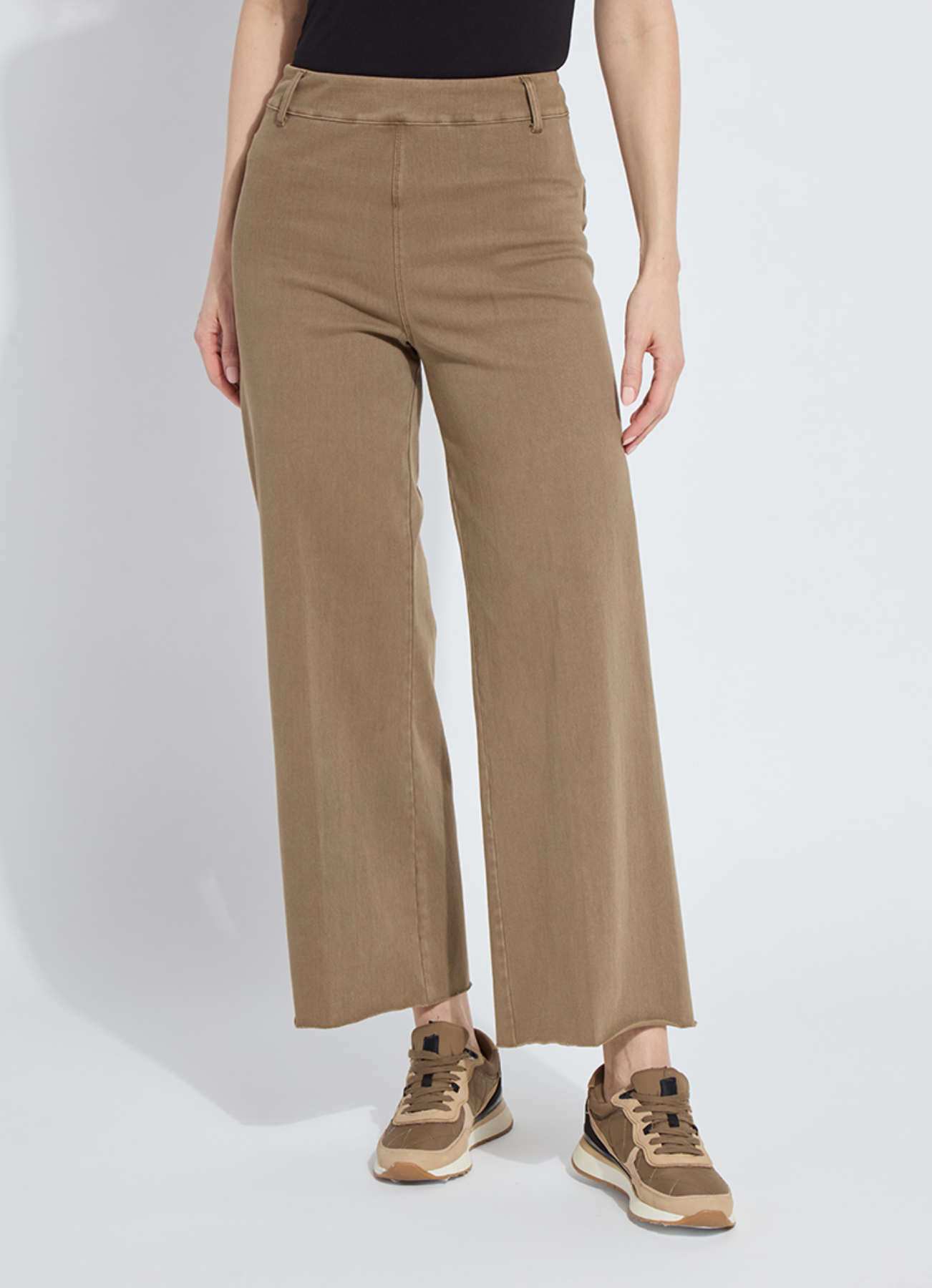 Erin High Waist Wide Leg Denim - Olive