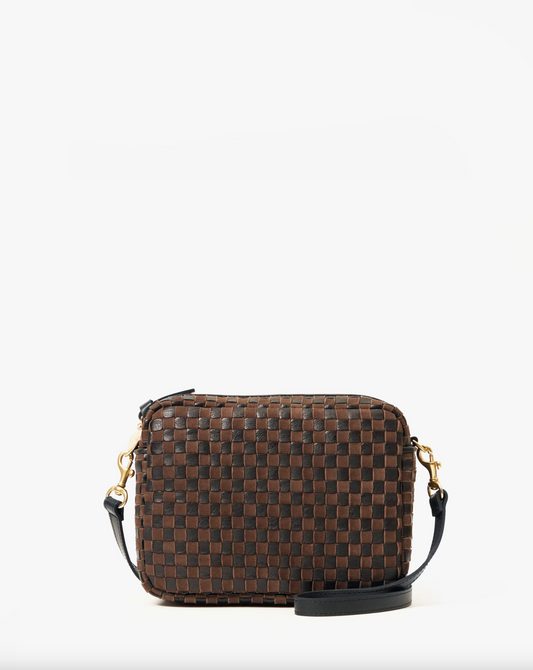 Midi Sac Crossbody - Black/Chocolate Woven Checker