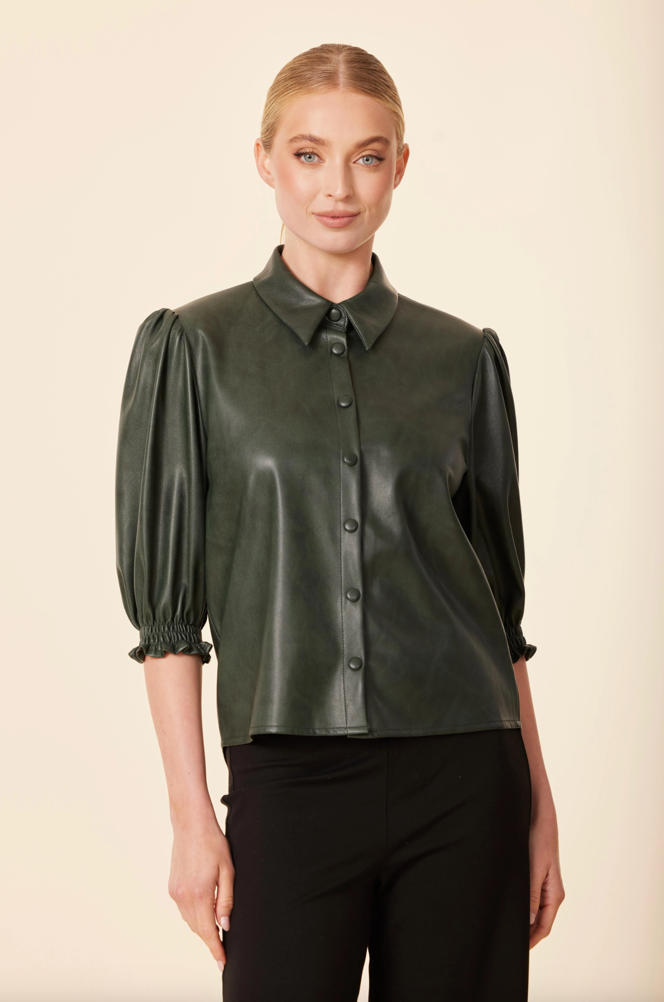 Faux Leather Elastic Cuff Top