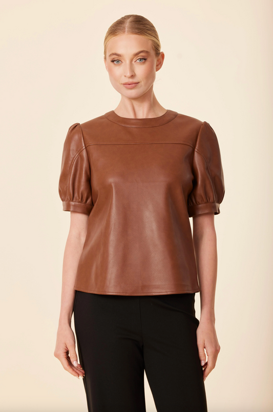 Faux Leather Perforated Top