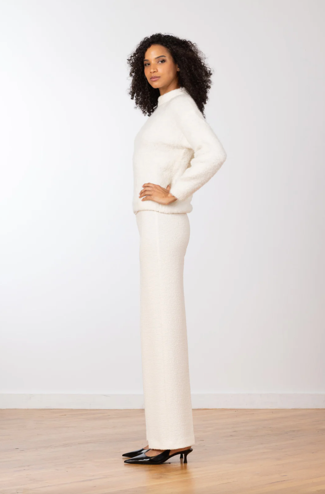 The Flavia Pant - Boucle Winter White