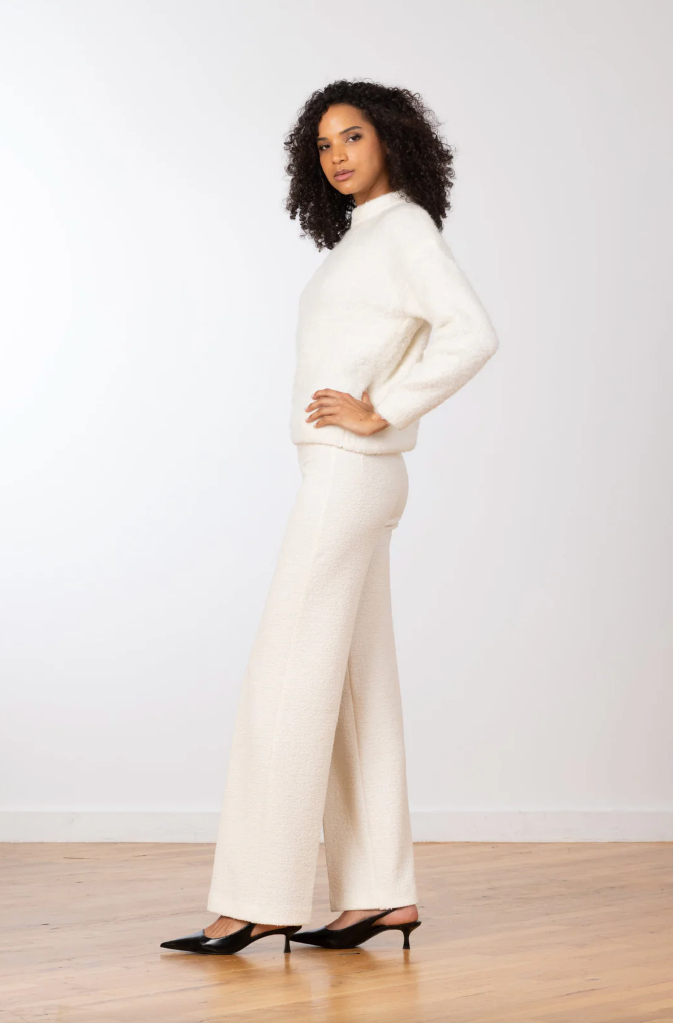 The Flavia Pant - Boucle Winter White