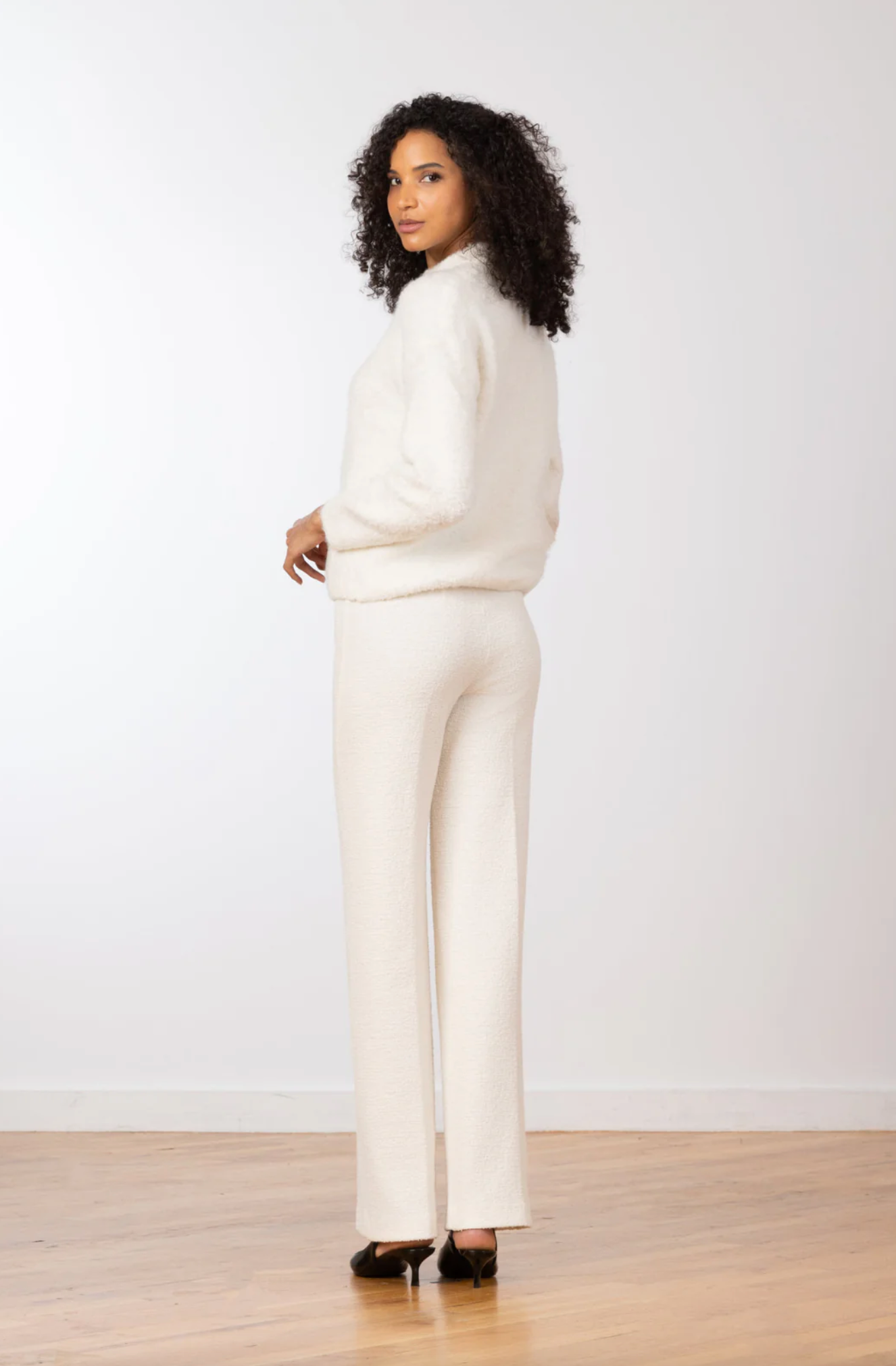 The Flavia Pant - Boucle Winter White