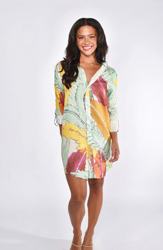 Palm Leaf Mini - Pink/Yellow