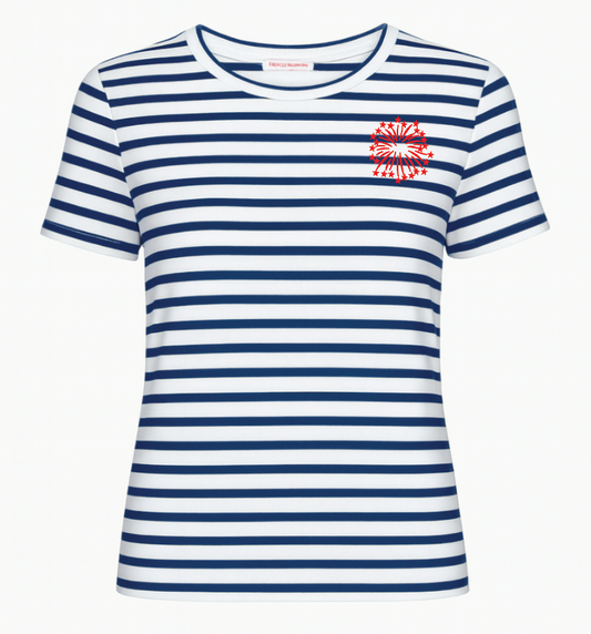 Short Sleeve Tee w/ Fireworks - Oyster/Navy